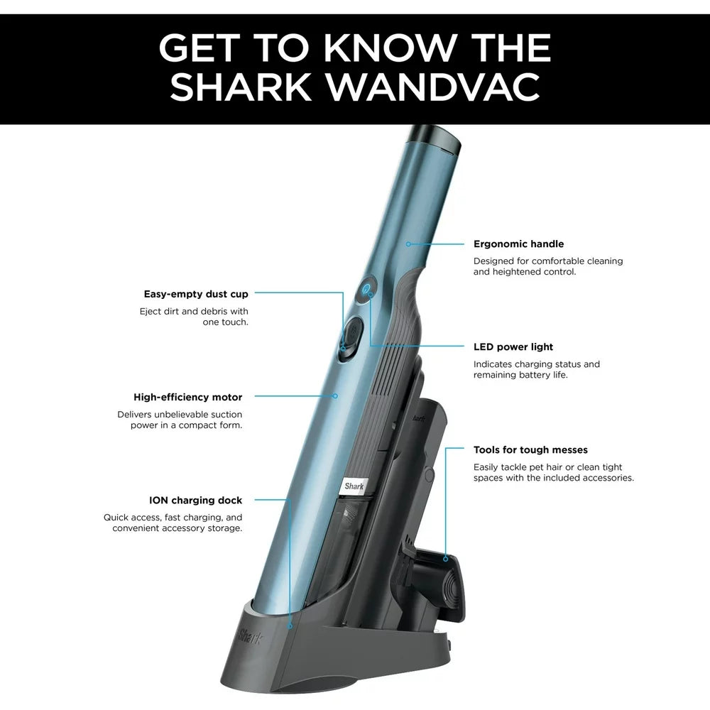 Shark® WANDVAC® Lightweight Cordless Hand Vacuum with Charging Dock for Car and Home WV201