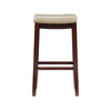 Linon Claridge 32" Backless Indoor Bar Stool, Dark Brown with Beige Faux Leather, Includes 1 Stool