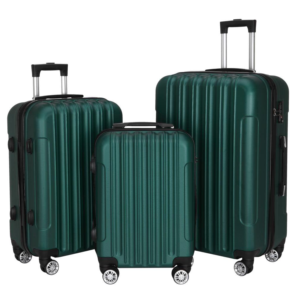 Zimtown 3-Piece Nested Spinner Suitcase Luggage Set with TSA Lock, Dark Green