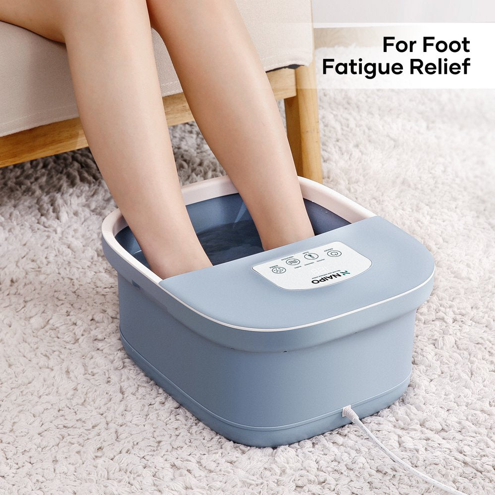 Naipo Foot Spa Bath Massager with Fast Heating, Rich Bubble, Vibration, Rollers, Lower Noise - Blue