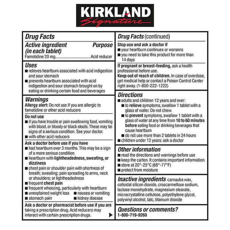 Kirkland Signature Acid Controller 20 Mg., 250 Tablets