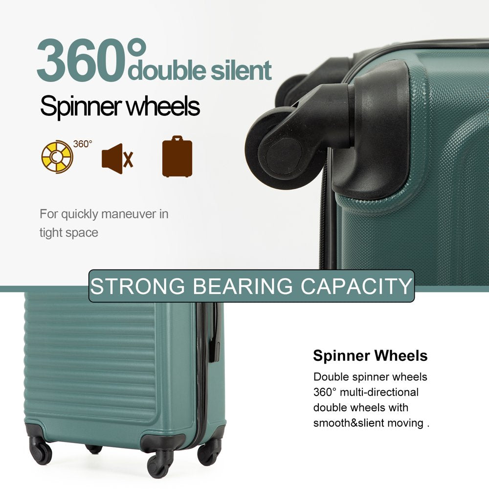 Travelhouse 3 Piece Luggage Set Hardshell Lightweight Suitcase with TSA Lock Spinner Wheels 20In24In28In.(Green)