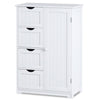 Costway Wooden 4 Drawer Bathroom Cabinet Storage Cupboard 2 Shelves Free Standing White