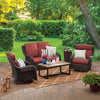 Better Homes & Gardens Ravenbrooke 4-Piece Outdoor Wicker Swivel Chair Conversation Set, Red