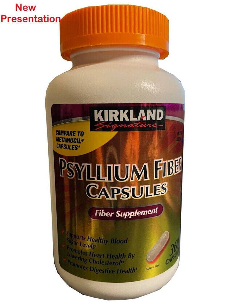 Kirkland Signature Fiber Capsules 100% Psyllium Husk, 360 Capsules Each Bottle