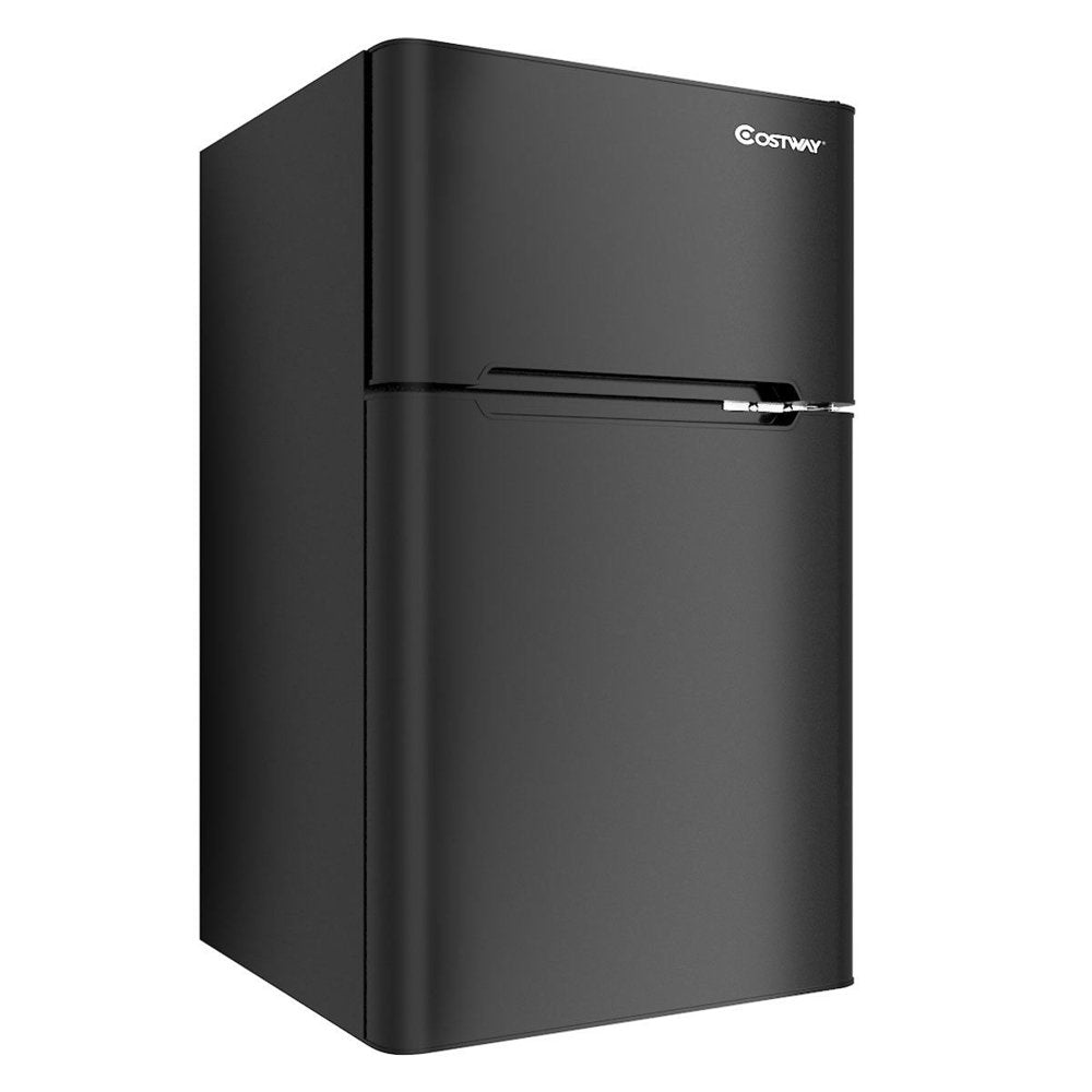 Costway Refrigerator Small Freezer Cooler Fridge Compact 3.2 Cu Ft. Unit, Black