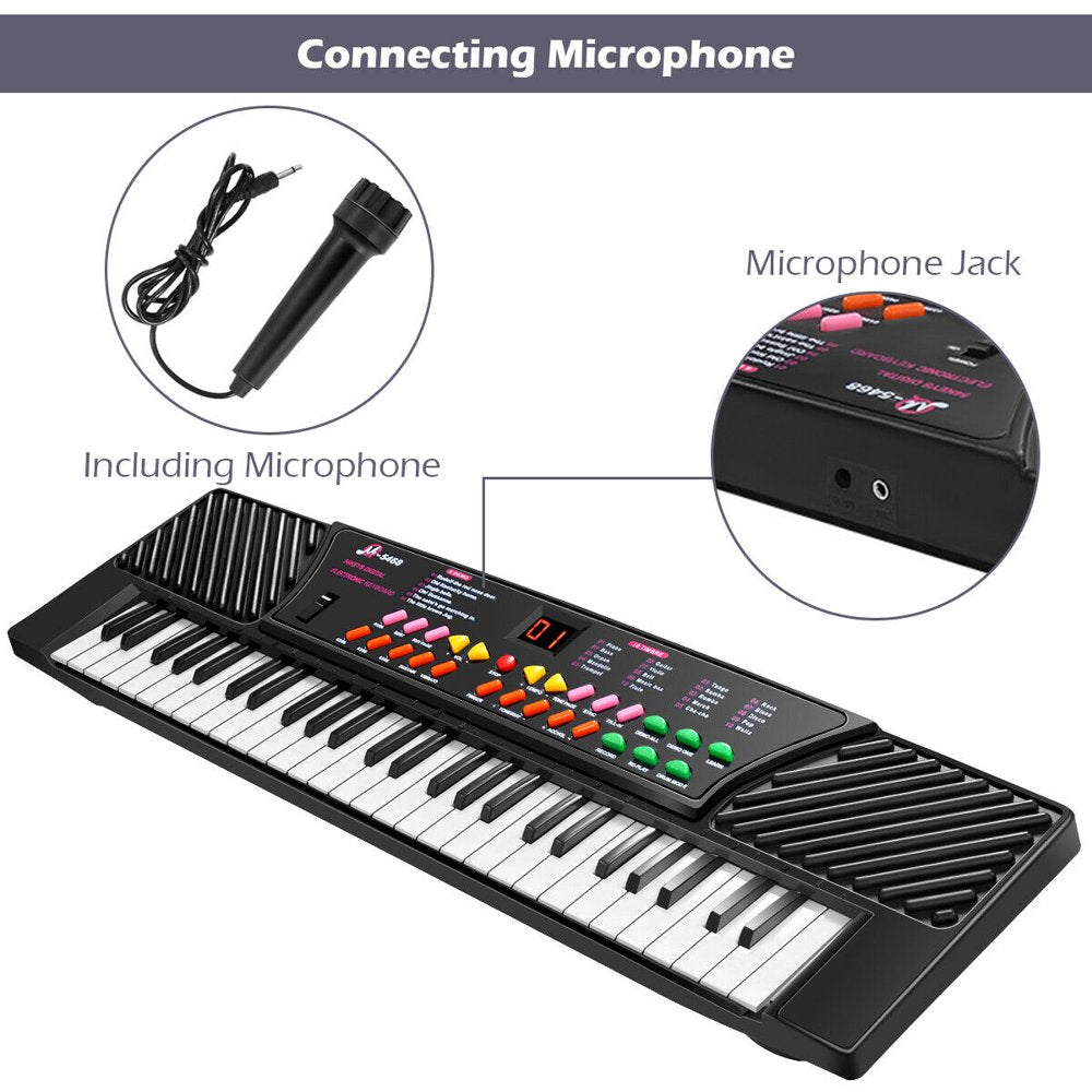 Costway 54 Keys Electronic Music Keyboard Kid Piano Organ W/Mic & Adapter