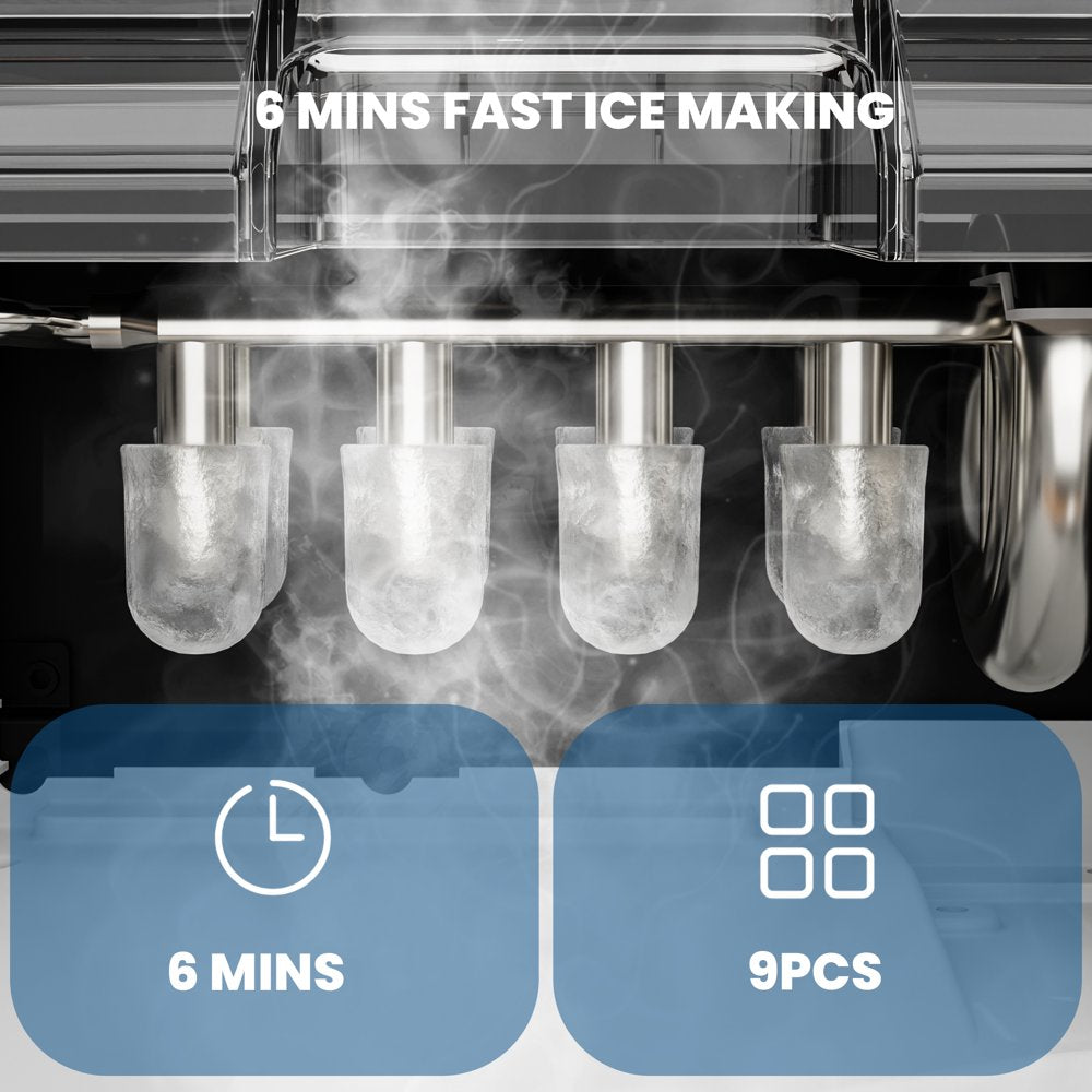 Effortless Ice Making: KISSAIR Self-Cleaning Ice Maker, 26Lbs/24H!