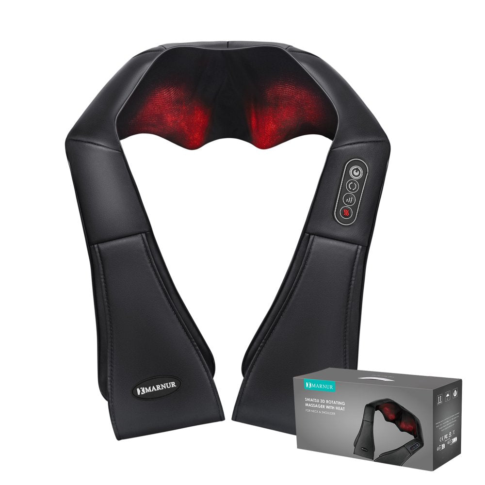 MARNUR Neck and Shoulder Massager, 3D Deep Tissue Kneading Shiatsu Massager with Heat