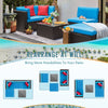 LACOO 5 Pieces Patio Sectional Set PE Rattan All-Weather Conversation Set with Table Blue 83" L X 55" W X 25" H