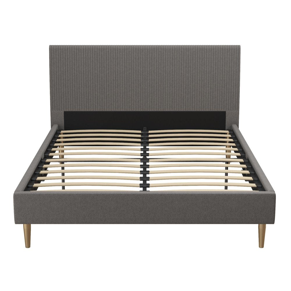 Mr. Kate Daphne Upholstered Bed with Headboard and Modern Platform Frame, Full, Dark Gray Linen