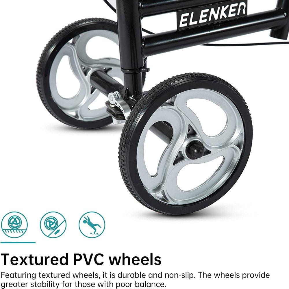 Elenker Steerable Knee Walker Deluxe Medical Scooter for Foot Injuries Compact Crutches Alternative Black