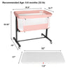 Kinder King Baby Bassinet with Wheels Folding Portable Newborn Bedside Sleeper All-Sided Mesh Infant Crib, Pink