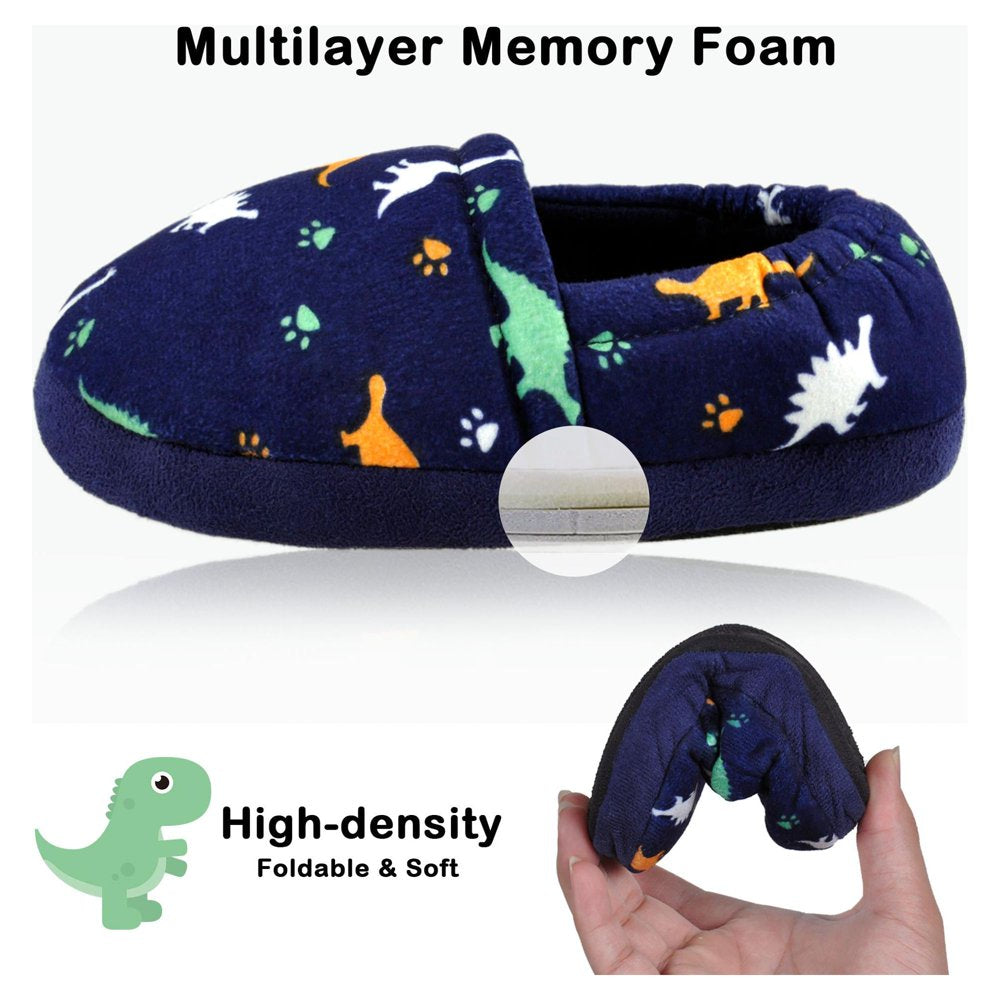 HOMEHOT Toddler Boys Slippers Elasitc Heel Memory Foam House Shoes Indoor Outdoor Dark Blue Size 9 10 US