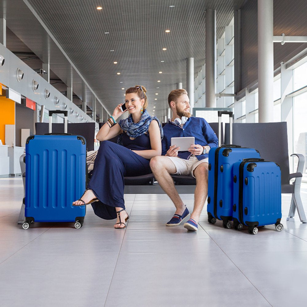 Zimtown Hardside Lightweight Spinner Dark Blue 3 Piece Luggage Set with TSA Lock