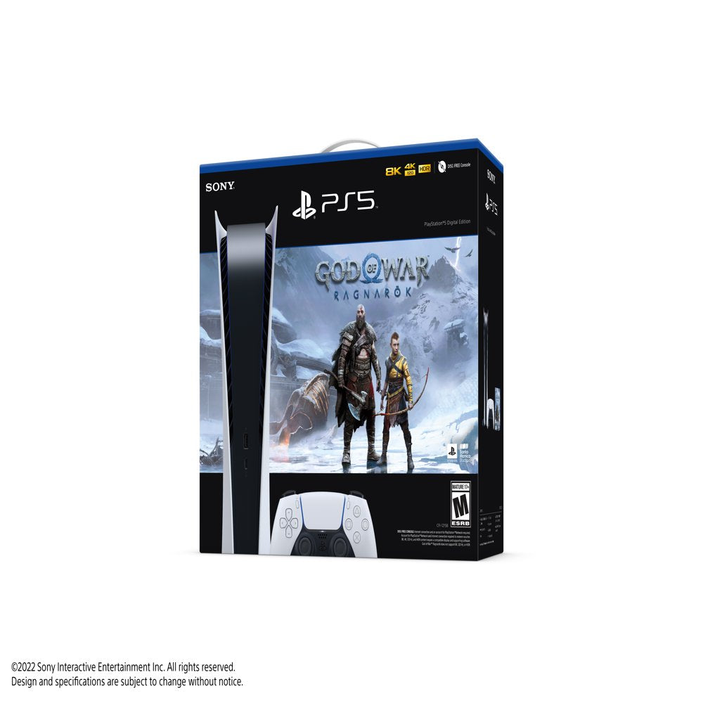 Playstation 5 Digital Edition God of War Ragnarok Bundle + Playstation 5 Dualsense Wireless Controller – Gray Camouflage