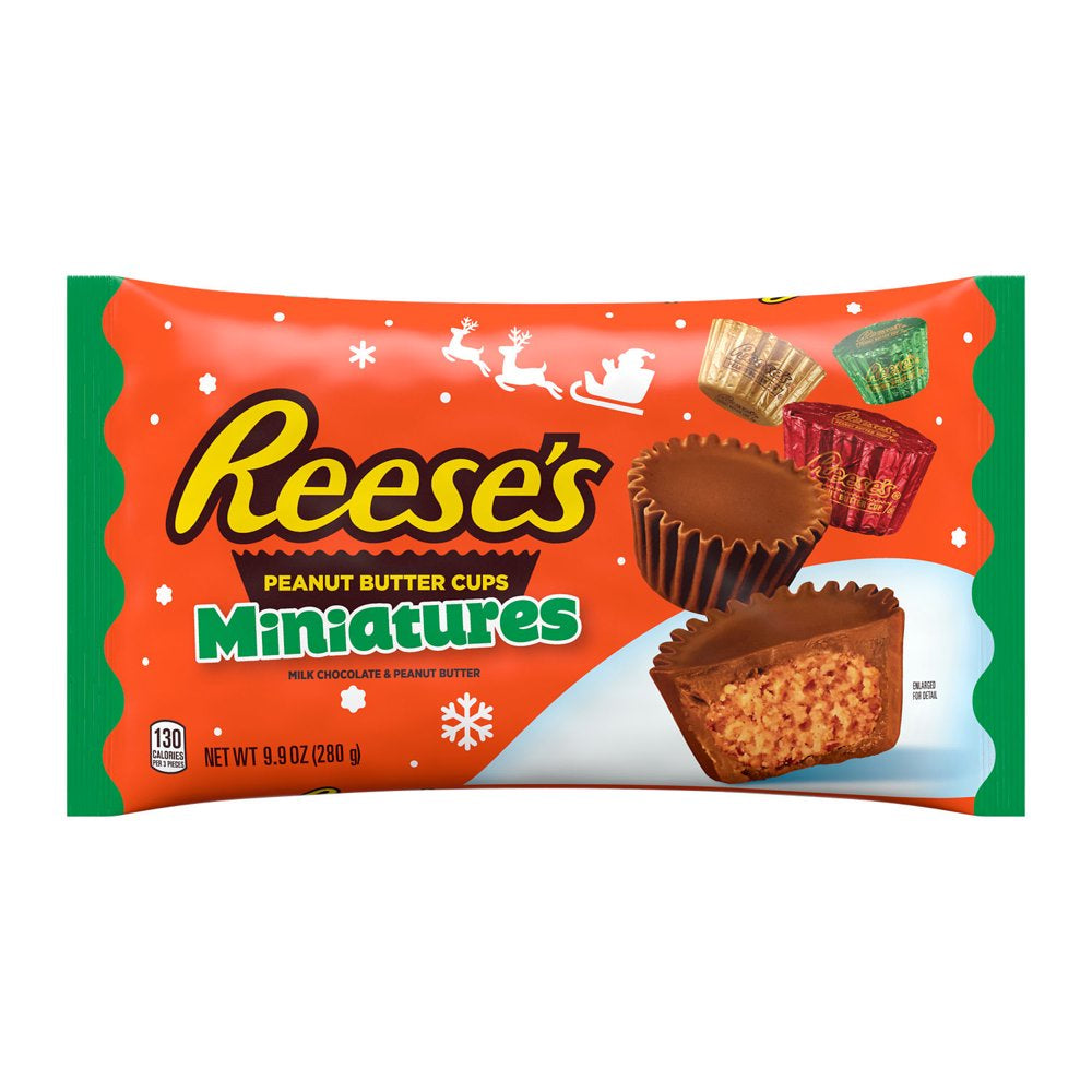 Reese'S Miniatures Milk Chocolate Peanut Butter Cups Christmas Candy, Bag 9.9 Oz