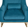 Modrn Glam Velvet Rocking Chair with Lumbar Pillow, Teal/Satin Brass