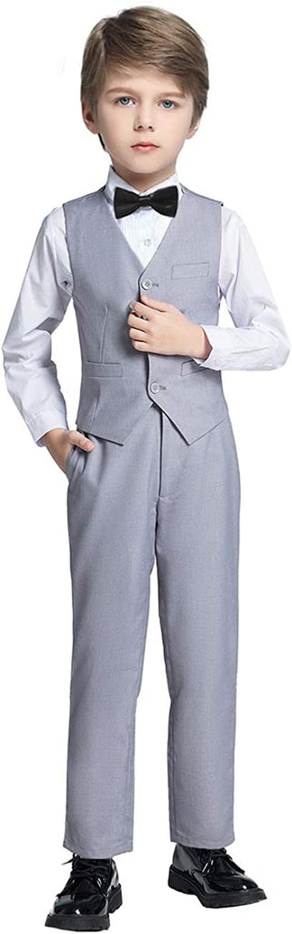 Visaccy Boy Slim Fit Suit Kids Formal Suits for Boys Vest Pants and Shirt Set 5T