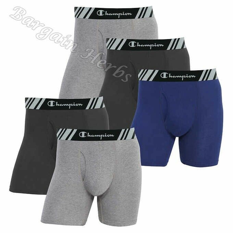 Champion Elite Men'S Boxer Briefs 5 Pack Everyday Fit New Free Shipping