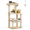 PAWZ Road Cat Tree 56" Sisal Scratching Posts Tower with Large Perch Hammock for All Indoor Cats,Upgrade Beige