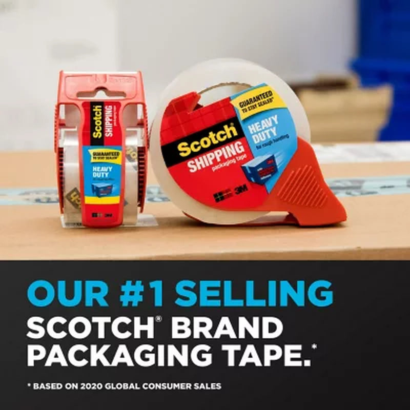 Scotch Heavy Duty Shipping Packaging Tape Dispensers, 1.88" X 27.7 Yd, 6 Pack