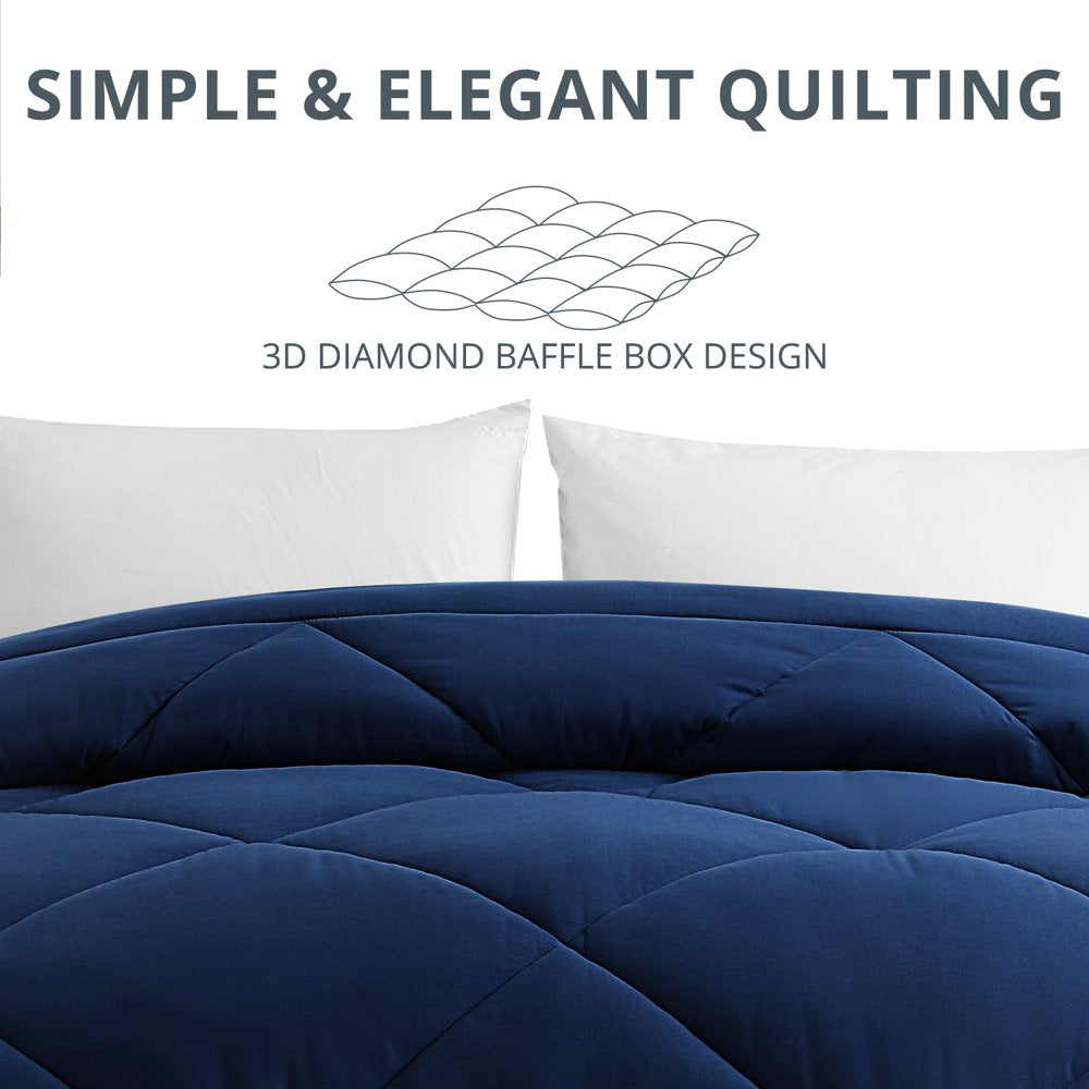 SOPAT All Season down Alternative Comforter Hotel Luxury Quilted Duvet Insert Cooling Washable Hypoallergenic Reversible Quilt - King,Blue