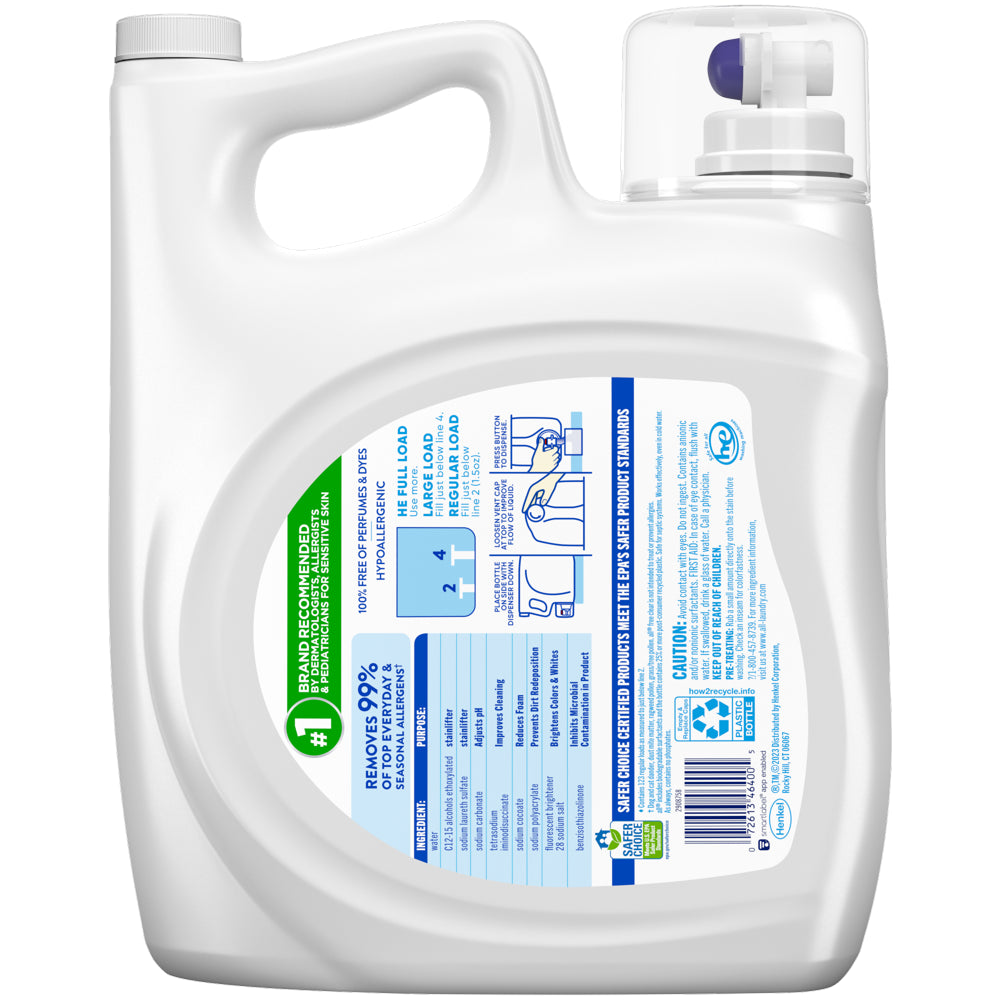 All Liquid Laundry Detergent, Free Clear for Sensitive Skin, 184.5 Ounce, 123 Loads