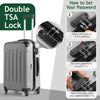 Zimtown Hardside Lightweight Spinner Gray 3 Piece Luggage Set with TSA Lock