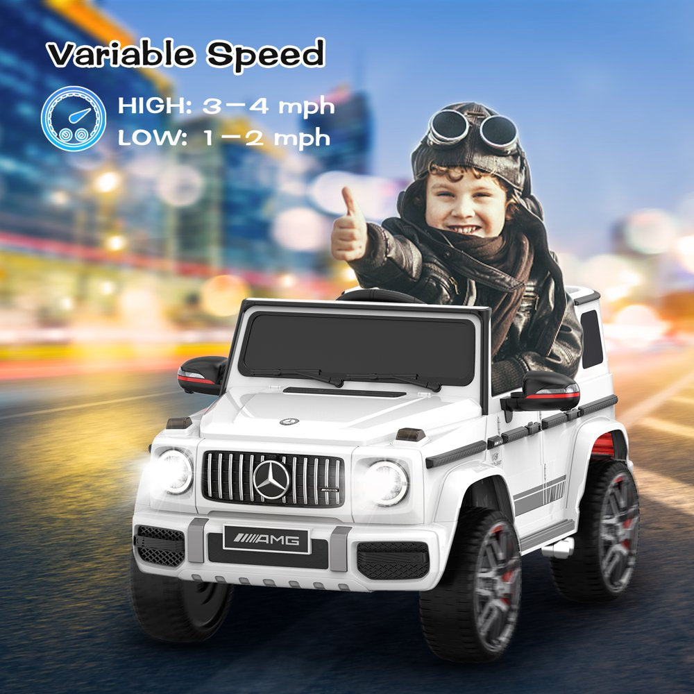 TOKTOO 24V 4WD Licensed Mercedes-Benz G63, Battery Powered Ride on Car W/ Remote, LED Light, Music Player-White