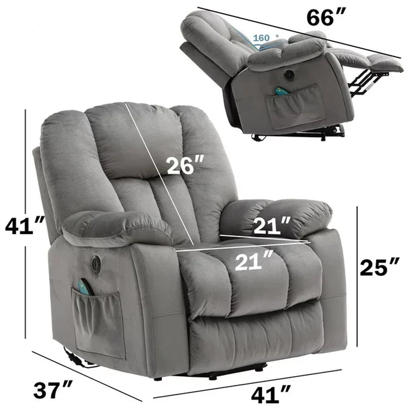 Bonzyhome Large Power Lift Chair Recliner for Elderly, Heavy Duty Electric Lift Recliner with Massage,For Tall Men,Gray