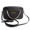 Michael Kors Womens Jet Set Large Leather Crossbody Bag Black/Gold 35S1GTTC9B-001