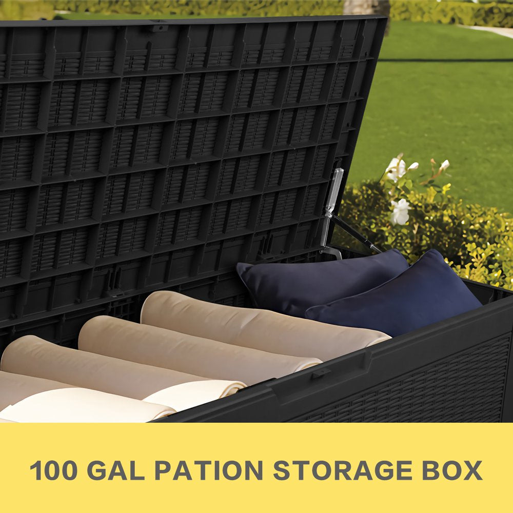 Devoko 100 Gallon Outdoor Box Deck Plastic Resin Storage Box, Black