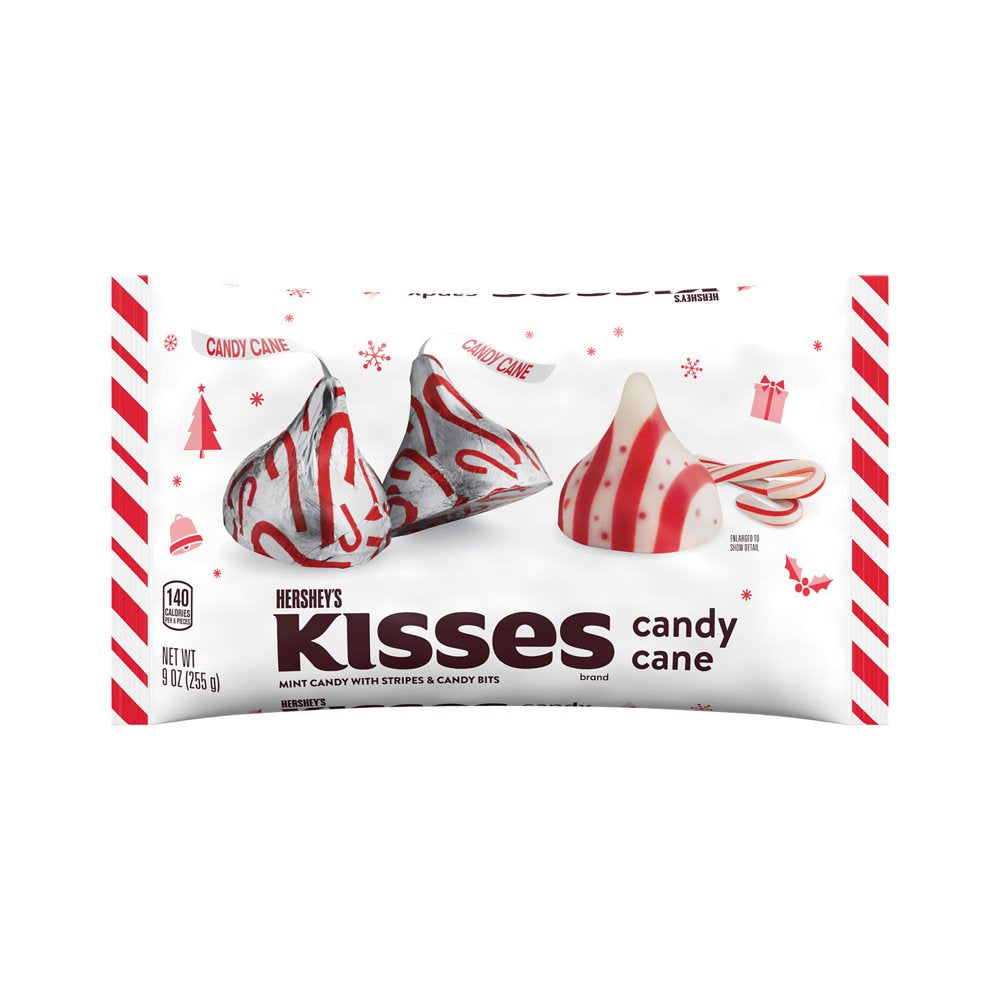 Hershey'S Kisses Candy Cane Flavored Christmas Candy, Bag 9 Oz