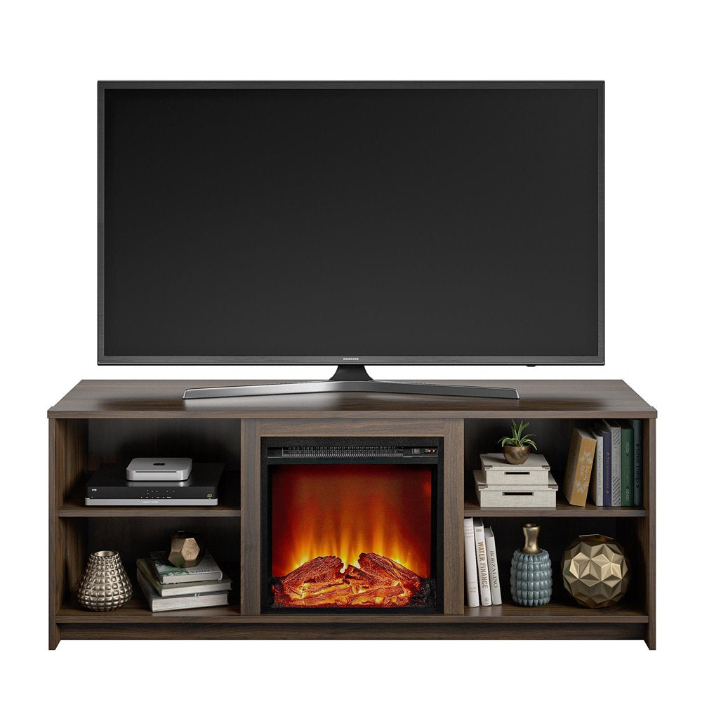 Mainstays Fireplace TV Stand for Tvs up to 65", Walnut