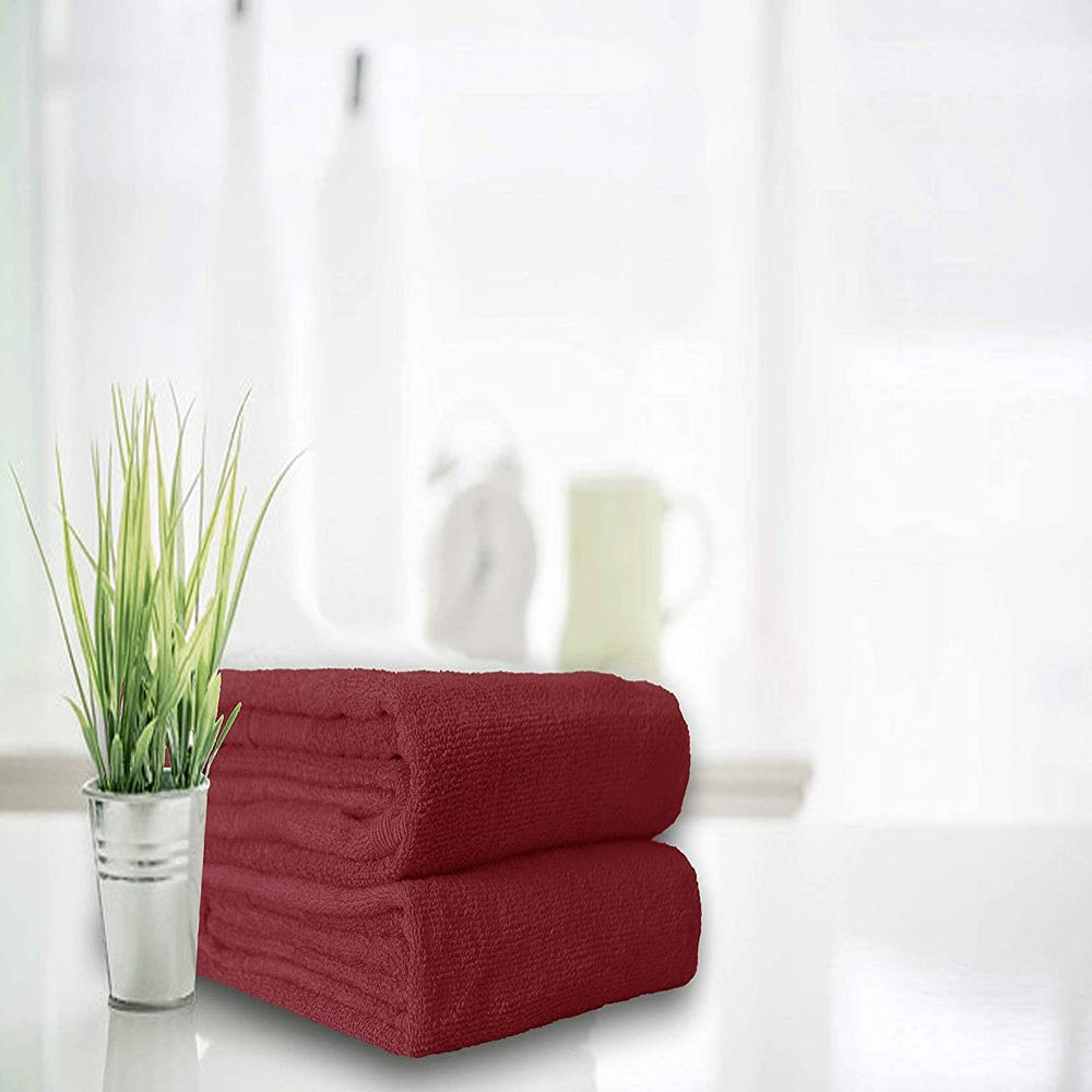 BELIZZI HOME 8 Piece Towel Set 100% Ring Spun Cotton, 2 Bath Towels 27X54, 2 Hand Towels 16X28 and 4 Washcloths 13X13 - Ultra Soft Highly Absorbent Machine Washable Hotel Spa Quality - Burgundy