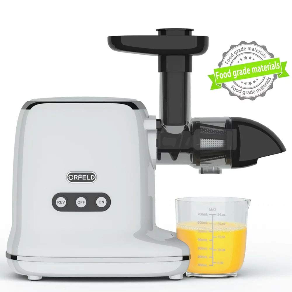 ORFELD Masticating Juicer for Vegetable and Fruit 150W Cold Press Juicer Machines, White