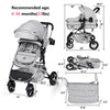 Kinder King 2 in 1 Convertible Baby Stroller, Folding Infant Newborn Reversible Bassinet Pram, Light Grey