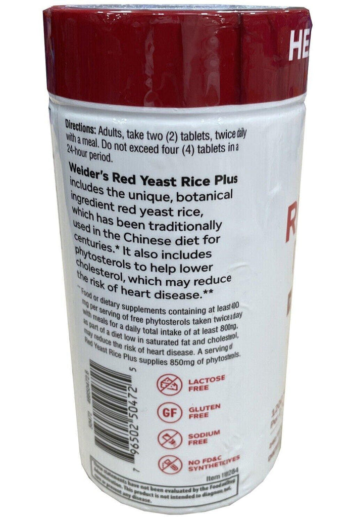 Weider Red Yeast Rice plus 1200Mg Dietary Supplement Tablet - 240 Count