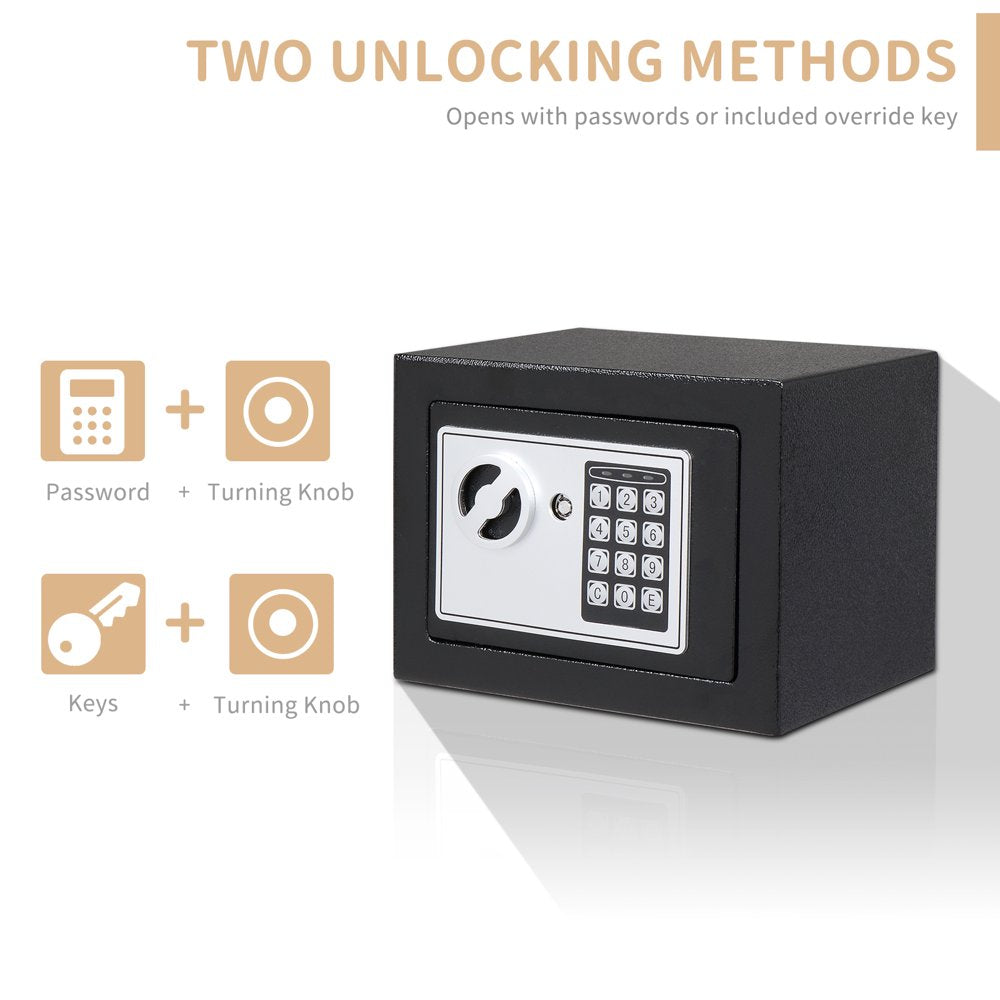 Zimtown 0.17 Cubic Feet Safes, Electronic Digital Safe Box Security Box, Keypad and Key Lock