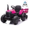 Joyracer 24 Volt Ride on Toys with Remote Control, 400W Motor, 9AH Battery Powered Ride on Tractor, 6-Wheel Big Car with Trailer, 3 Speeds,Led Lights, MP3/USB Music for Big Kids, Pink