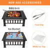 Fire Pits for Outside, 32" Wood Burning Fire Pit Tables with Screen Lid, Poker, BBQ Net, Ice Tray, Food Clip and Cover, Backyard Patio Garden Outdoor Fire Pit/Ice Pit/Bbq Fire Pit, Black