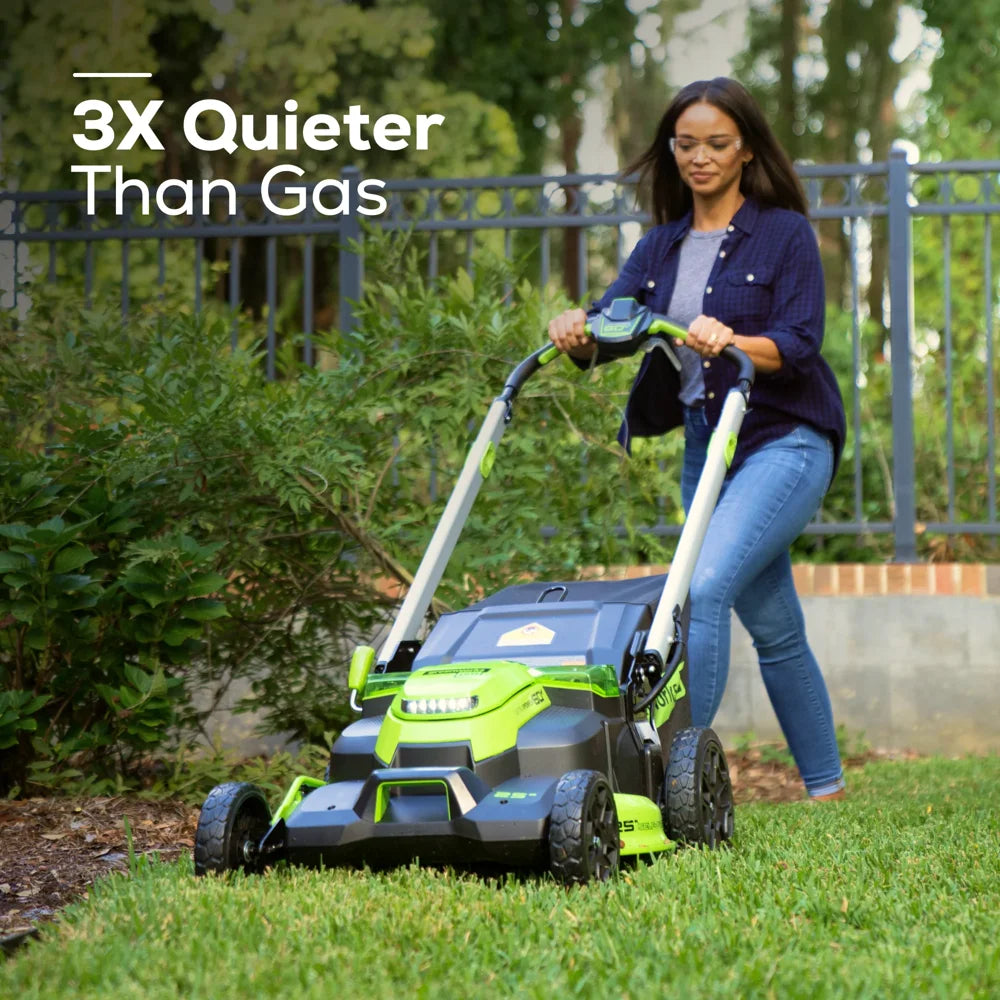 Greenworks 60V 25" Cordless Brushless Self-Propelled Lawn Mower with Two (2) 4.0Ah Batteries & Dual-Port Charger