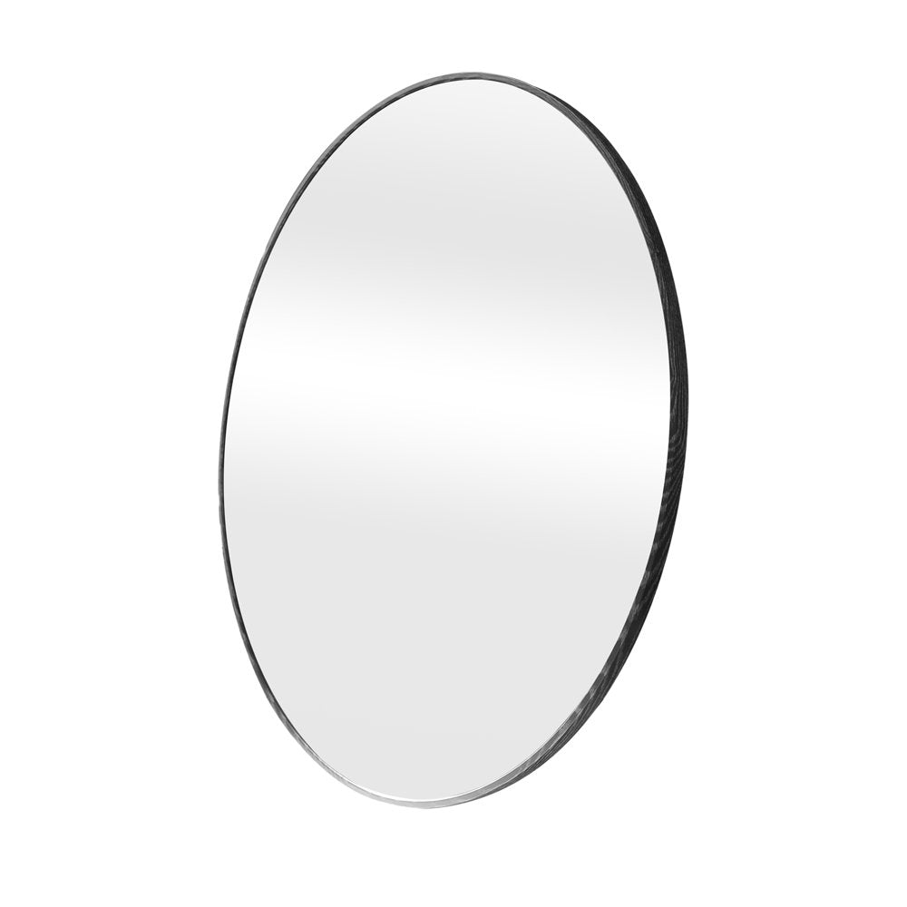 Mainstays 30-Inch round Wall Mirror, Modern Black Wood Finish