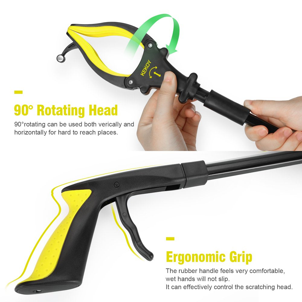 KEKOY 2 PCS 32" Foldable Reacher Grabber Tool with Light, Trash Picker Grabber with Arm Extension for Reaching Aid