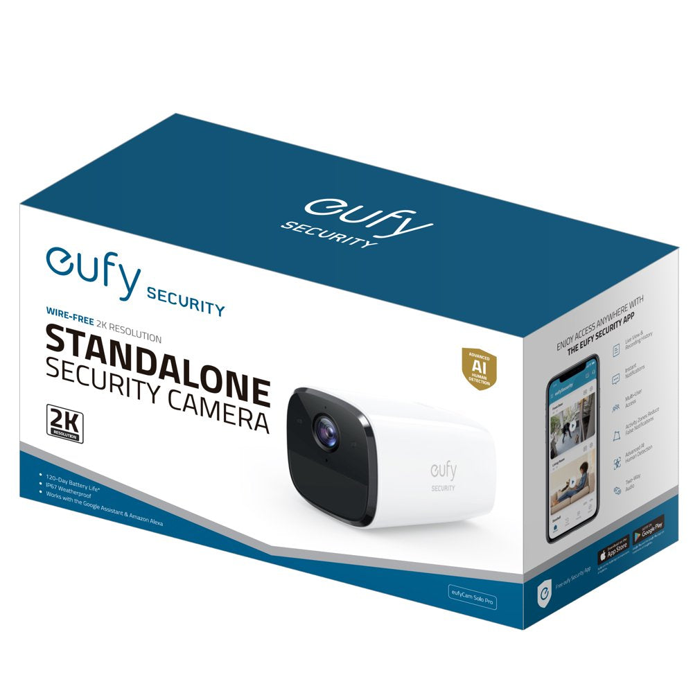 Eufy Security by Anker- Solo Cam Pro 2K Wireless Outdoor Surveillance Camera, IP65, AI Detection, No Monthly Fee