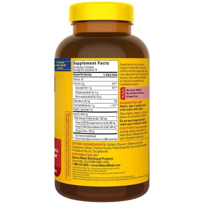 Nature Made Burp-Less Fish Oil 1,200 Mg. Softgels for Heart Health (2 Pk., 150 Ct./Pk.)