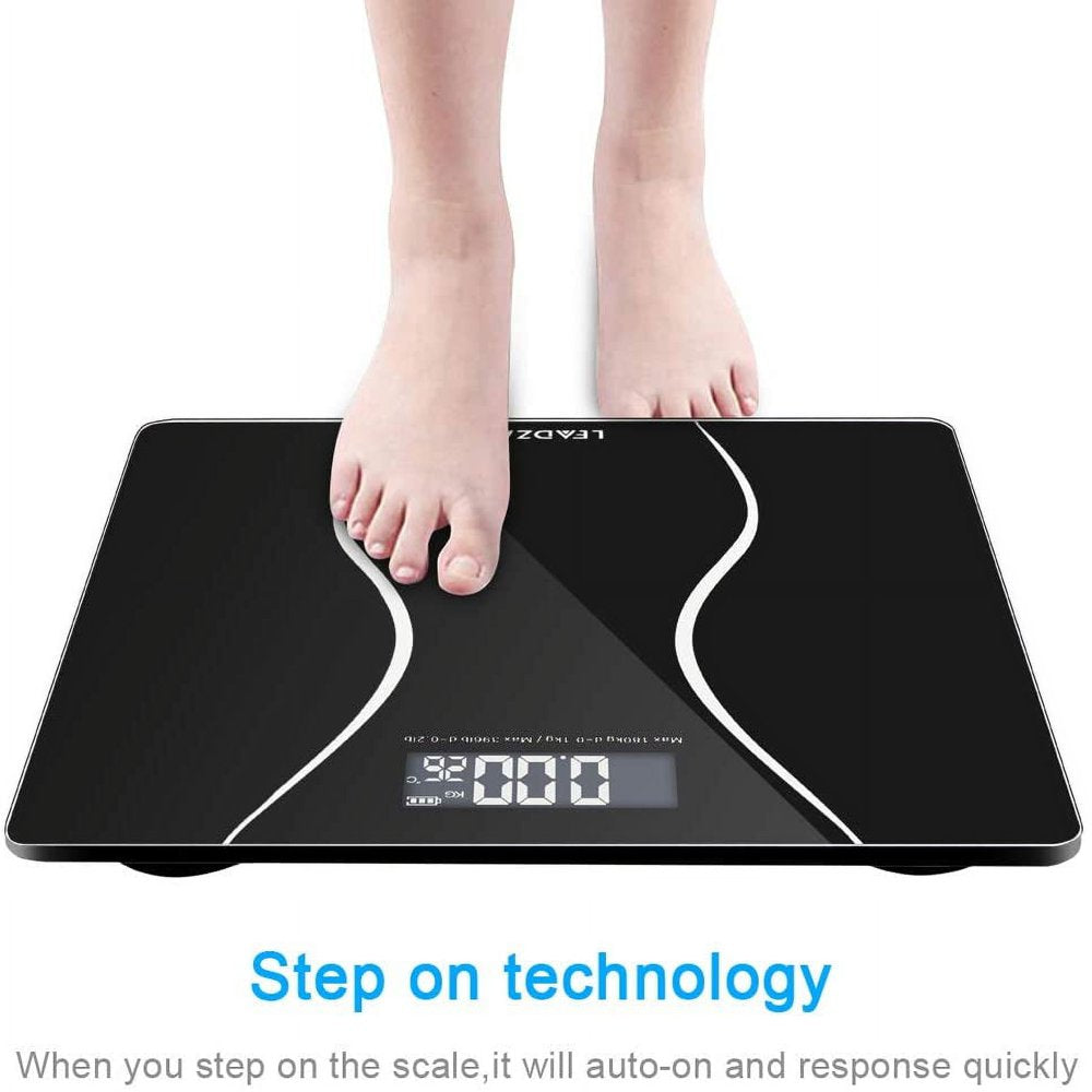 Ktaxon Bathroom Weight Scale, Highly Accurate Digital Bathroom Body Scale, Measures Weight up to 180Kg/396 Lbs., Black