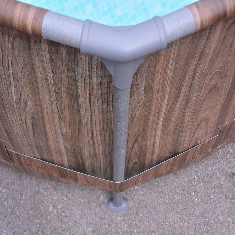 Avenli 10' X 30" Wood Pattern Premium round Fiberglass Frame above Ground Pool with Accessories