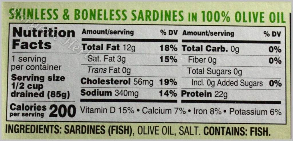 25X Season 4.375Oz Boneless Skinless Sardines in Olive Oil Kosher Free Shipping